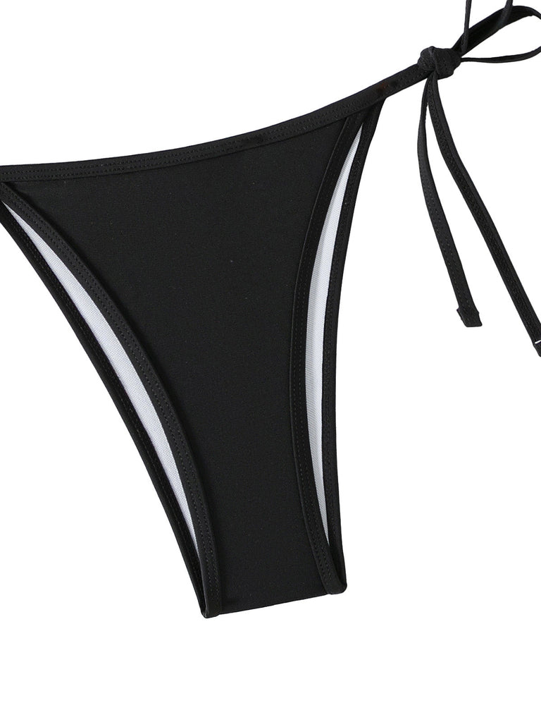 Ensemble bikini froncé à lacets style années 60