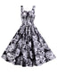 Robe trapèze à motif crâne Halloween années 1950
