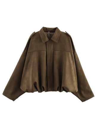 Veste surdimensionnée en daim à revers années 1980
