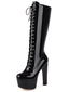 Bottes à talons aiguilles en cuir verni