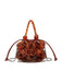 Mini sac seau à cordon de serrage et perles métalliques