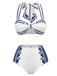 Maillot de Bain blanc motif baleine style marine des années 1940