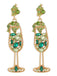 Boucles d'oreilles en forme de verre à champagne perles et pierres précieuses