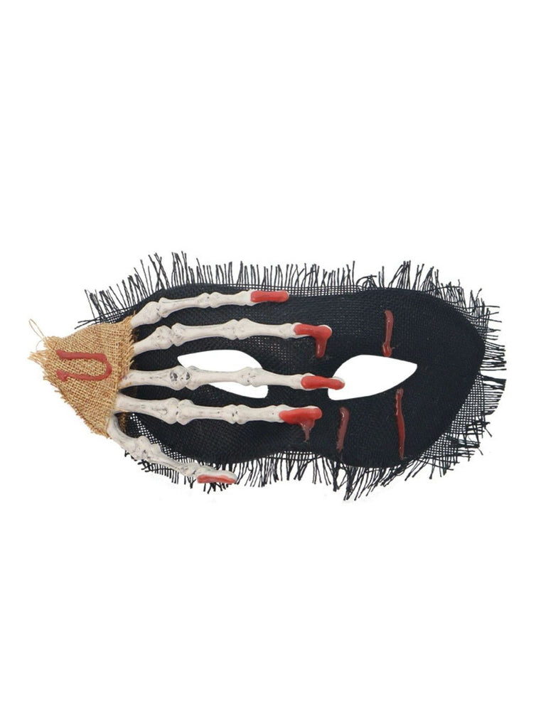 Masque pour les yeux vintage de main de squelette avec taches de sang
