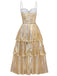 Robe à bretelles spaghetti métallisée dorée des années 1930