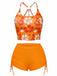 Ensemble bikini dos nu fleurs orange 1960s