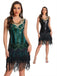 Robe Charleston à paillettes avec ourlet à franges années 1920