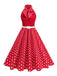 Robe Ceinturée Nœud Papillon Col Pois Années 1950