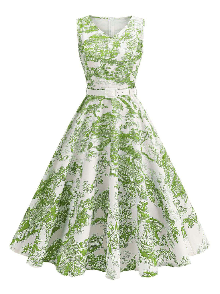 Robe sans manches avec ceinture des années 1950