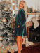 Robe babydoll en velours à col carré et manches bouffantes années 1960