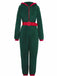 Combinaison pyjama de Noël verte en sherpa à capuche années 1970