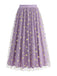 Jupe trapèze taille haute en maille marguerite des années 1940