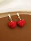 Boucles d'oreilles pendantes en cristal rouge en forme de cœur