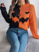 Pull en tricot colorblock à motif citrouille Halloween années 1940