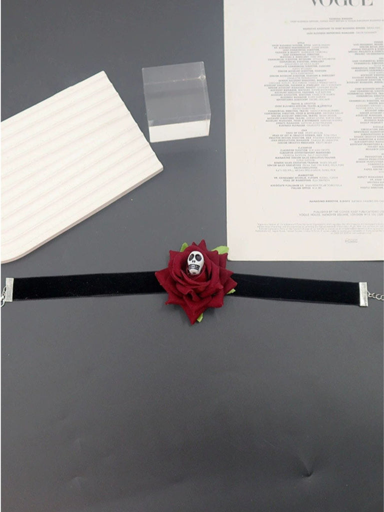 Tour de cou Halloween 3D rose crâne