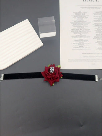 Tour de cou Halloween 3D rose crâne