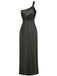 Robe de soirée une épaule en satin noire années 1940