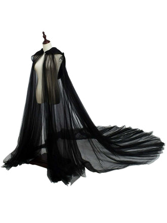 Cape à capuche noire en maille pour mariée vampire d'Halloween