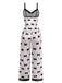 Ensemble de pyjama en velours blanc imprimé nœud des années 40