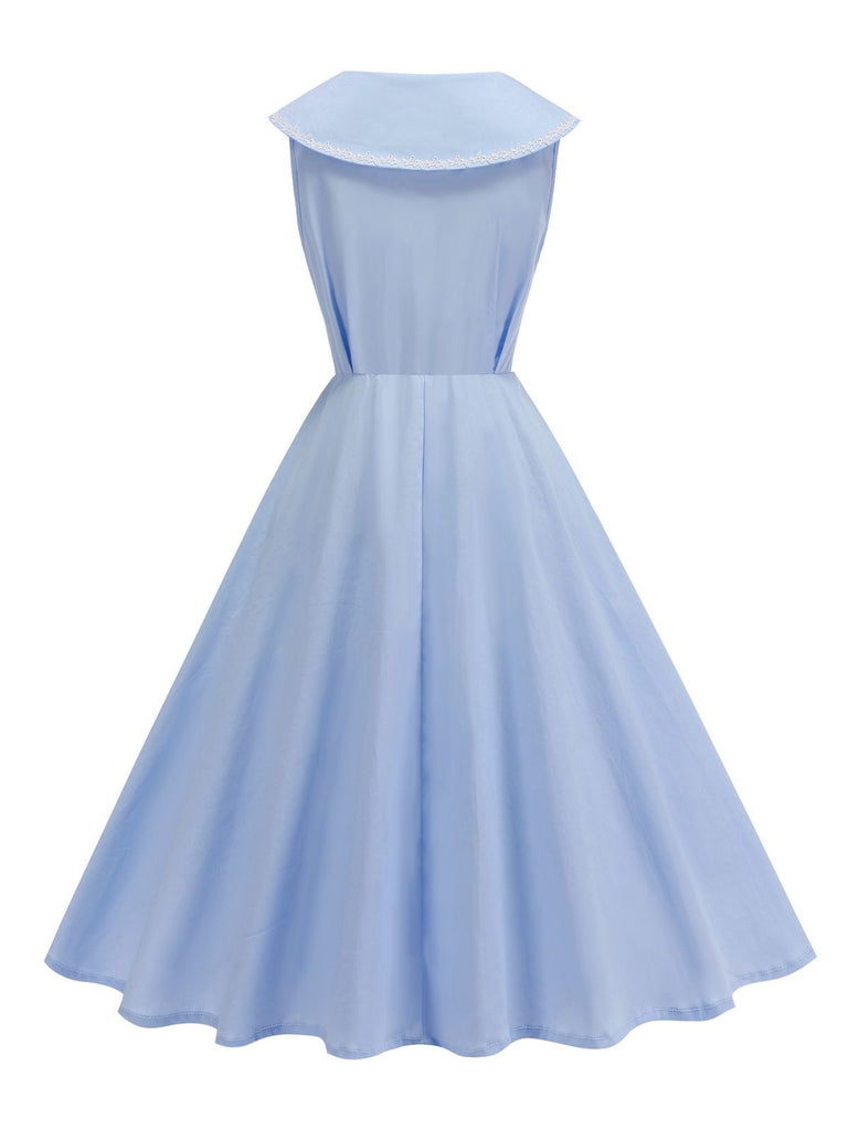 Robe rose sans manches col marin et nœud papillon années 1950