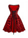 Robe et cape en velours rouge en dentelle et paillettes années 1980