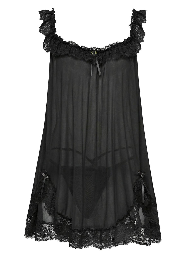 Nuisette babydoll en tulle transparent violette années 1950
