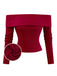Pull tricoté rouge à épaules dénudées années 1950