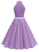 Robe Ceinturée Nœud Papillon Col Pois Années 1950