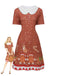 Robe trapèze de Noël motif bonhomme en pain d'épice années 1960