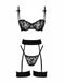 3PCS Ensemble de lingerie avec détail en dentelle et nœud des années 1980