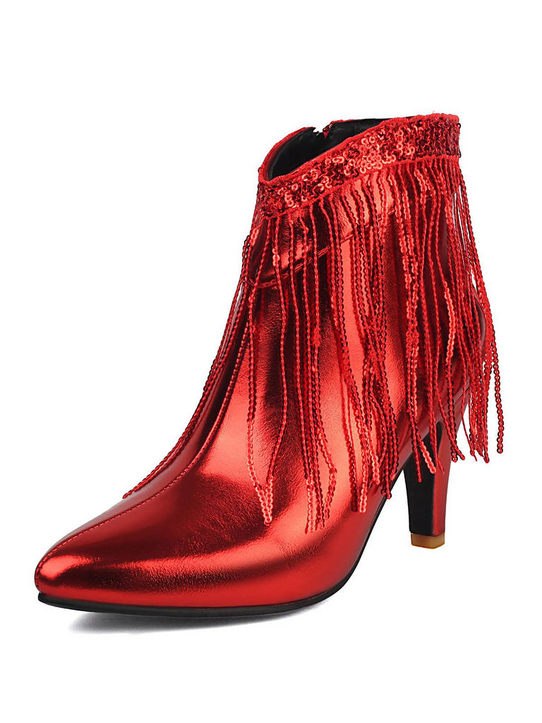 Bottines Chelsea à bout pointu et pompons métalliques