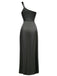 Robe de soirée une épaule en satin noire années 1940