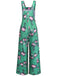 Combinaison pantalon large à imprimé floral vert années 1940