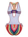 Maillot de bain rouge à bretelles découpes en forme toile d'araignée années 1960