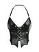 Corset noire gothique à chaîne et cordon croisé années 1980