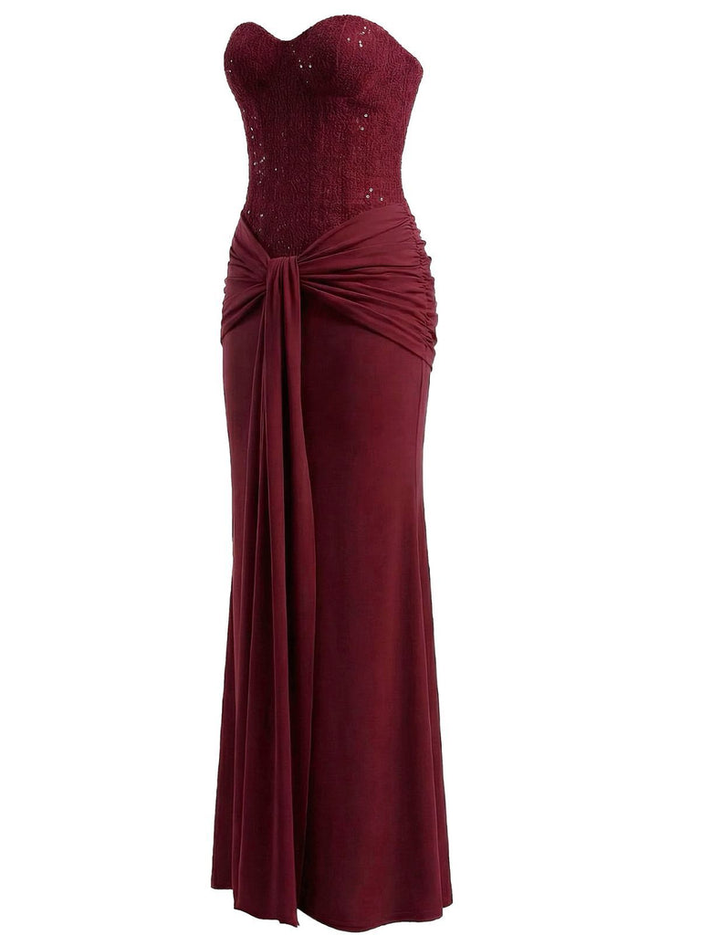 Robe longue bustier à lacets unie années 1930