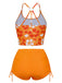 Ensemble bikini dos nu fleurs orange 1960s
