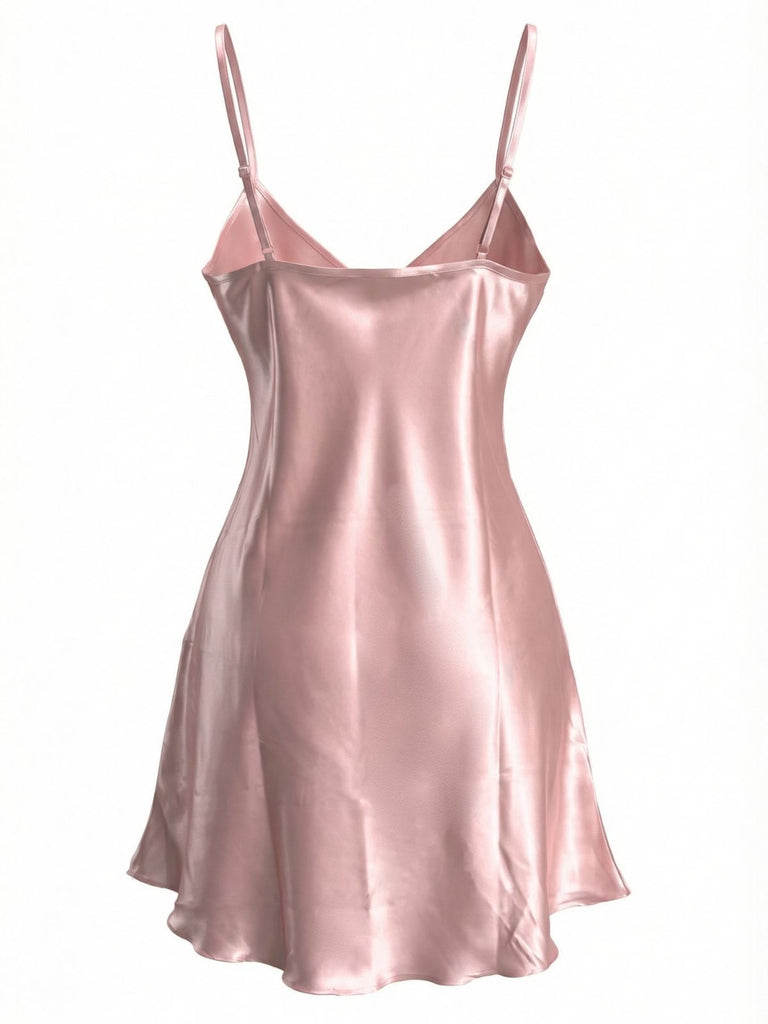 Chemise De Nuit Dentelle Col V Uni Bretelles Fin Année 1960