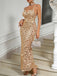 Robe de soirée dos nu sequins couleur champagne années 1930