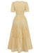 Robe longue volants col V dentelle ajourée années 1940