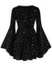 [Grande taille] Robe noire en velours col en V motif étoiles des années 1960