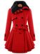 Manteau en hiver cintré à col en fourrure Noir de Noël Chic