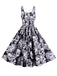 Robe trapèze à motif crâne Halloween années 1950