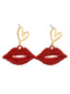 Boucles d'oreilles avec strass en forme de cœur et lèvres rouges