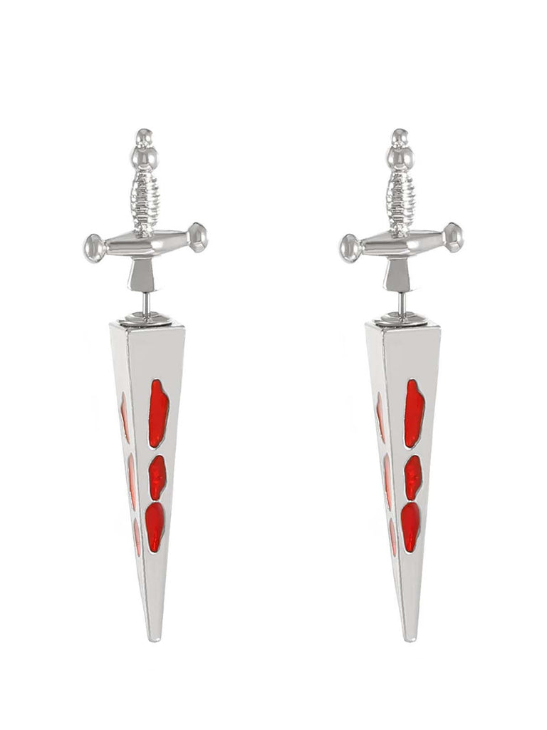 Boucles d'oreilles pendantes gothiques en or avec épée de sang