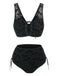 Ensemble bikini gothique en maille chauve-souris noire années 1980