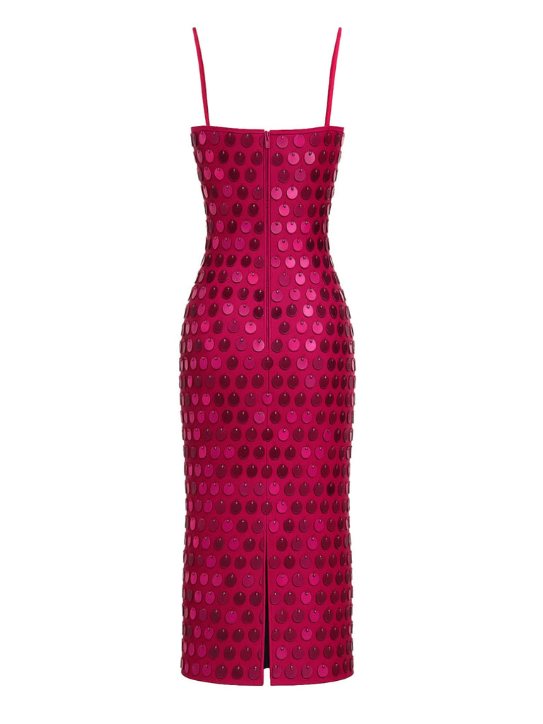 Robe paillettes à bretelles spaghetti fendue dans le dos années 1930