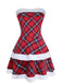 Ensemble robe bustier patchwork à carreaux rouges des années 1960