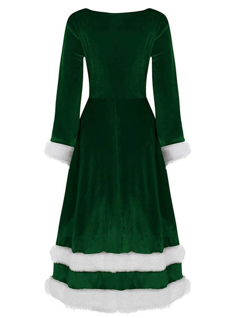 Robe Père Noël velours avec bordure en fausse fourrure années 1940