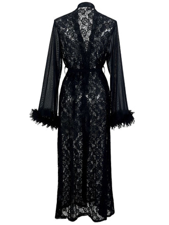 2PCS Ensemble de nuit transparent en dentelle noire des années 1940